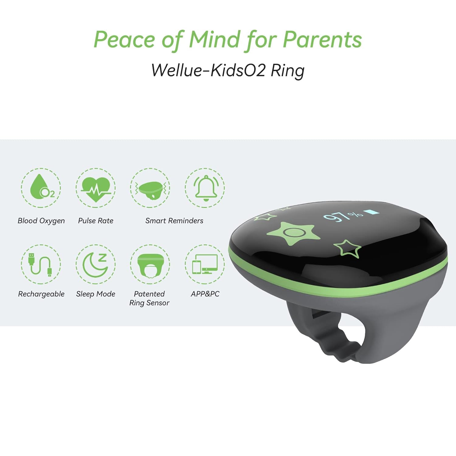 Viatom Oxymetre Pédiatrique, Oxymètre Pouls Portable avec Bluetooth et App, Enfants 3-10 Ans, Surveillance Continue de la Saturation d'Oxygène et Fréquence Cardiaque