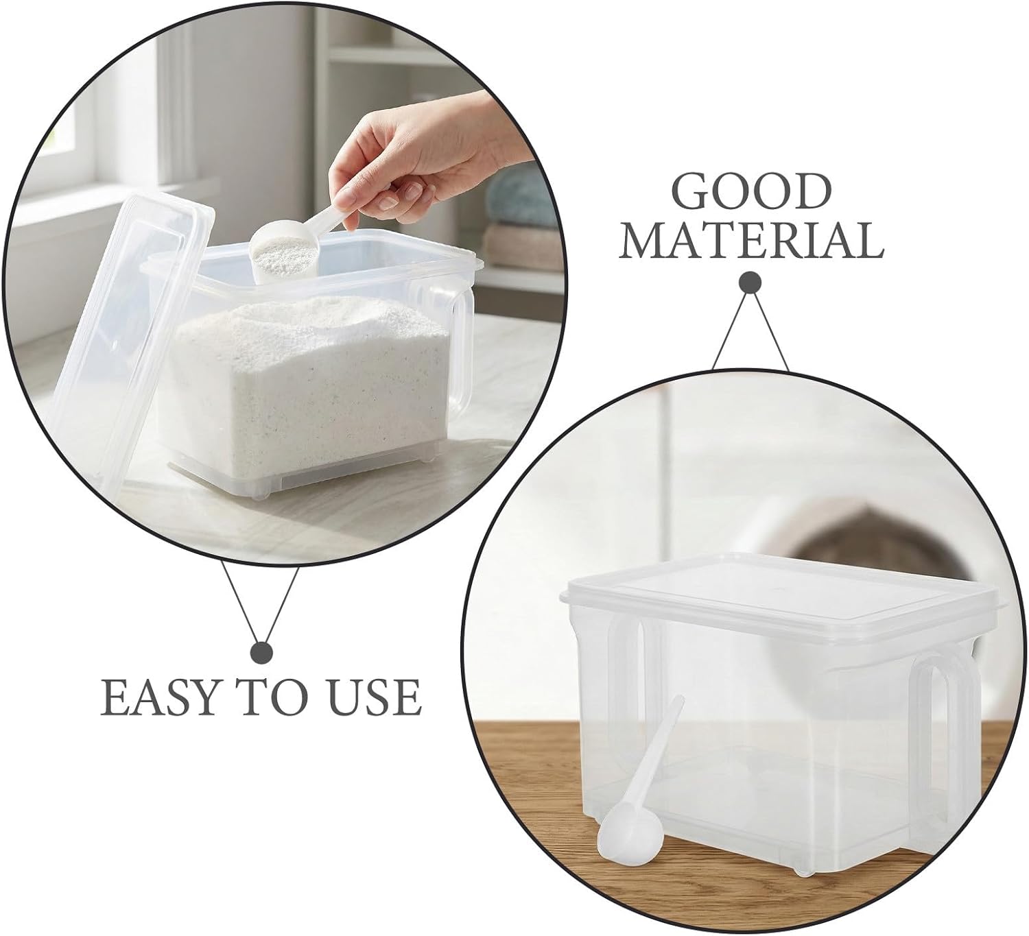 Yardwe Laundry Detergent Storage Box Plastic with Scoop Lid and Handle