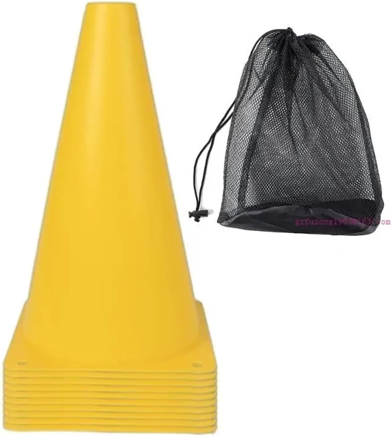 10Pcs Plastic Agility Cones Soccer Training Markers for Speed Drills, Multi-Color | Durable plastic cones for agility, soccer, speed, and field training drills.(Yellow)