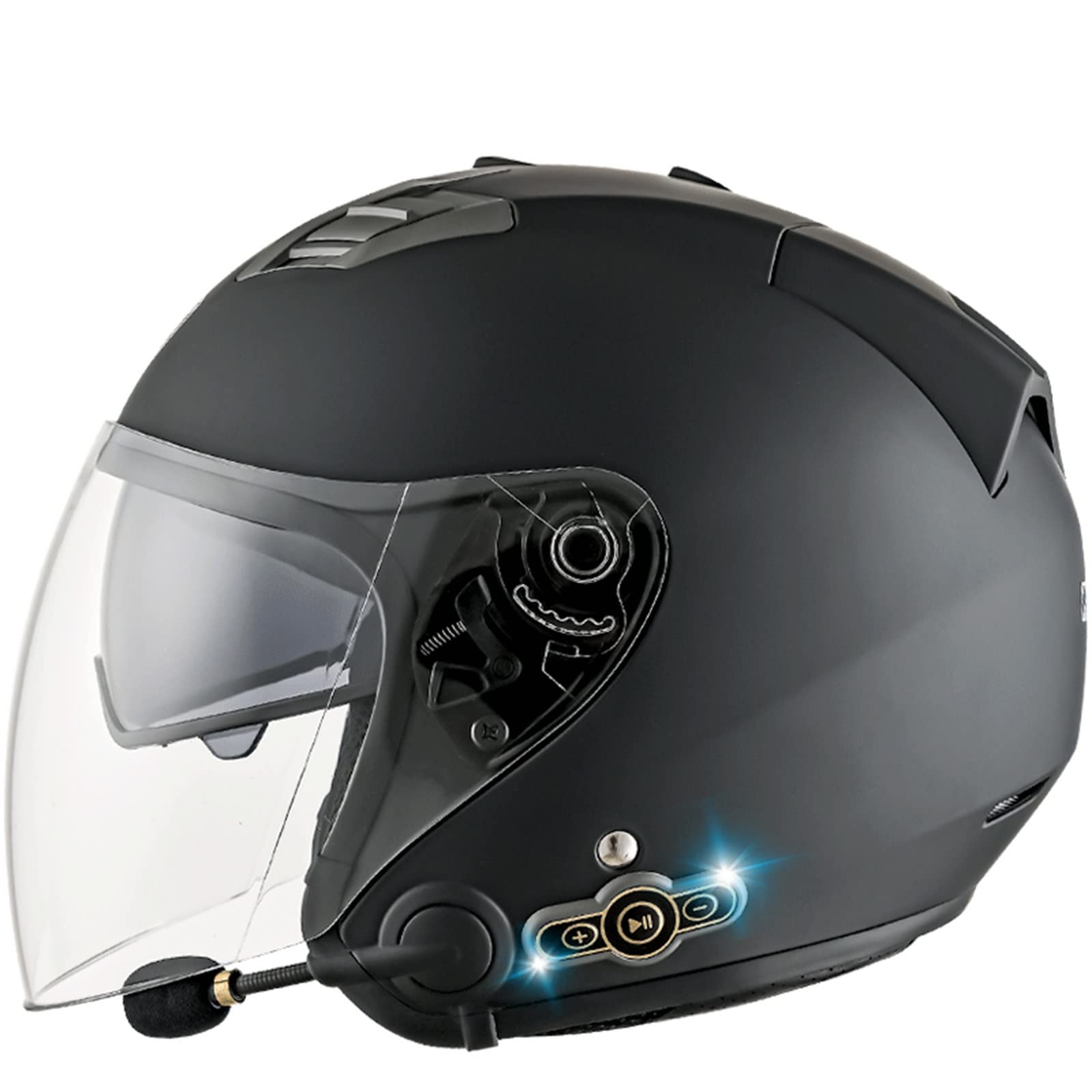 HZIH Casco Moto Aperto Bluetooth Casco Moto Jet,ECE Omologato 3/4 Aperto Mezzo Casco Vintage Caschi in Pelle PU Moto per Donna E Uomo Aperto Aprisce Face Motorbike Crash Casco C,M=57-58cm