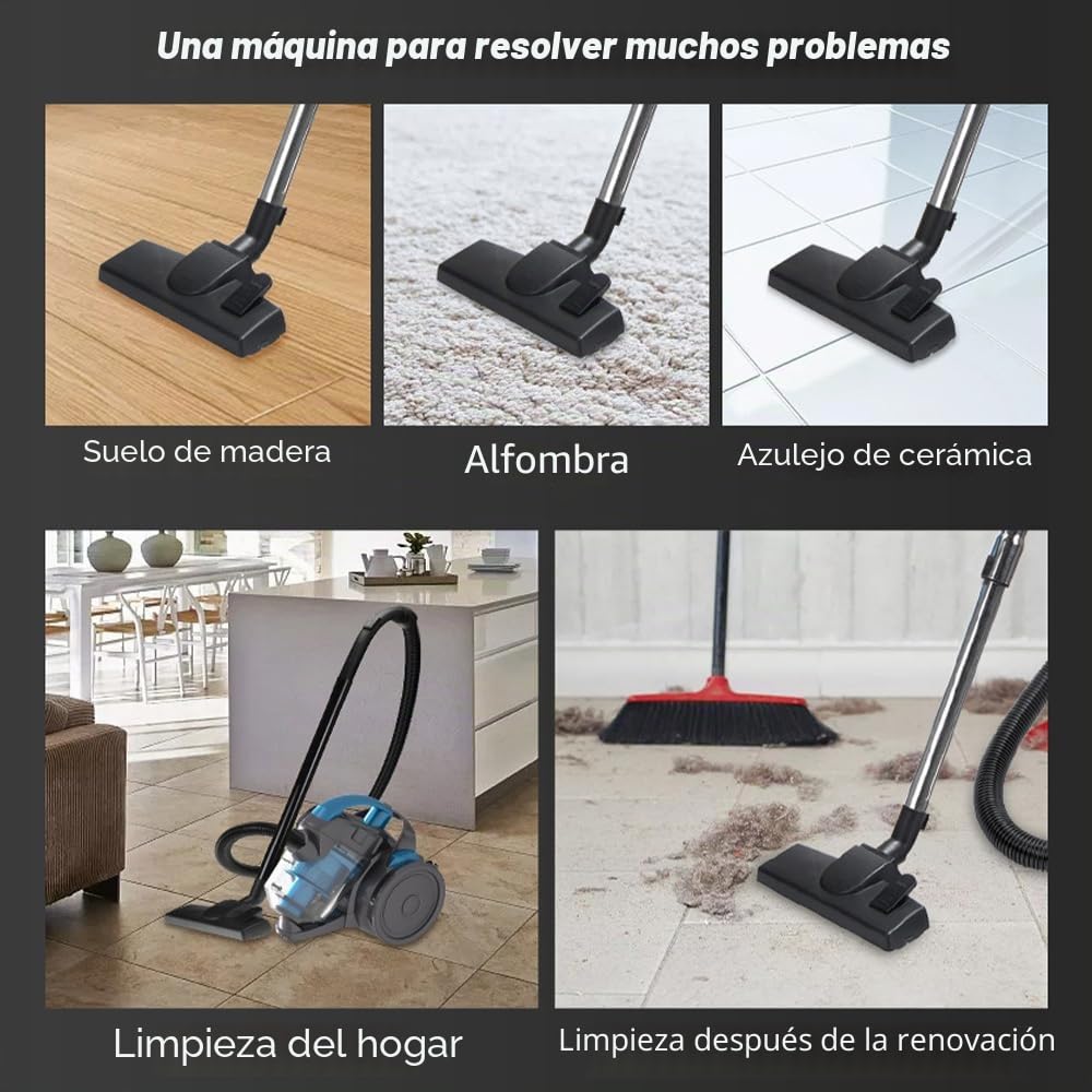 Aspirador de trineo sin bolsa, 2000 W, aspiradora sin bolsa con cable, capacidad de 1,8 litros, filtración HEPA, radio de acción de 5 m, para alfombras, suelos duros, pelo de animales y polvo