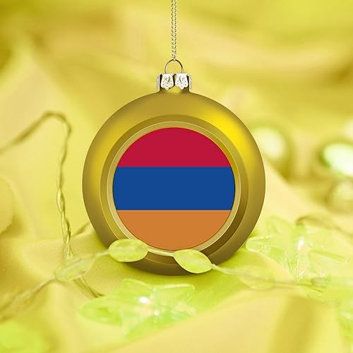 Miniatura 6 de Adornos de bolas de Navidad con bandera armenia para Navidad, estilo dorado, 9 bolas de Navidad, adorno colgante para chimenea, 1 unidad