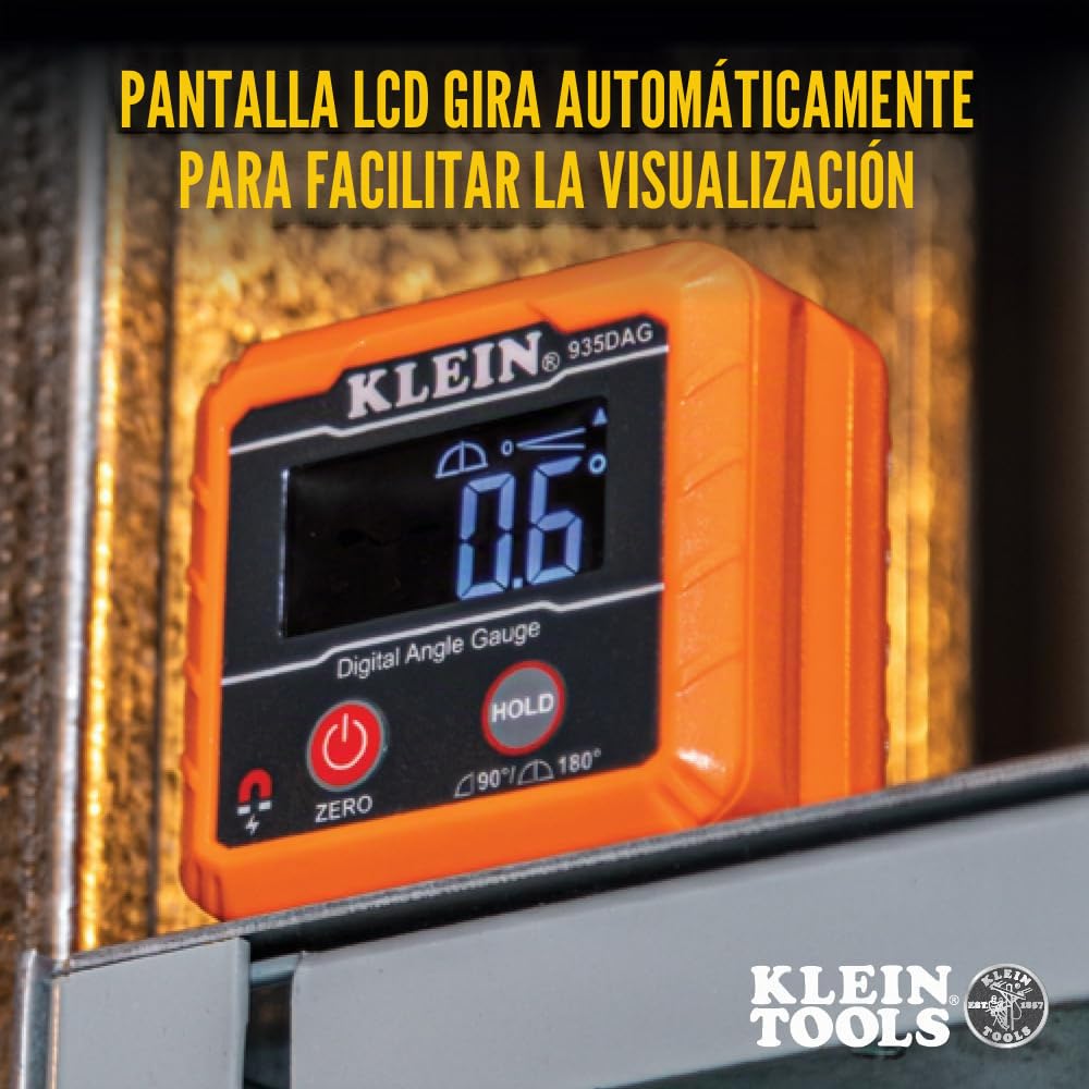 Klein Tools 935DAG - Medidor electrónico digital de nivel y ángulo, mide 0–90 y 0–180 grados, mide y establece ángulos