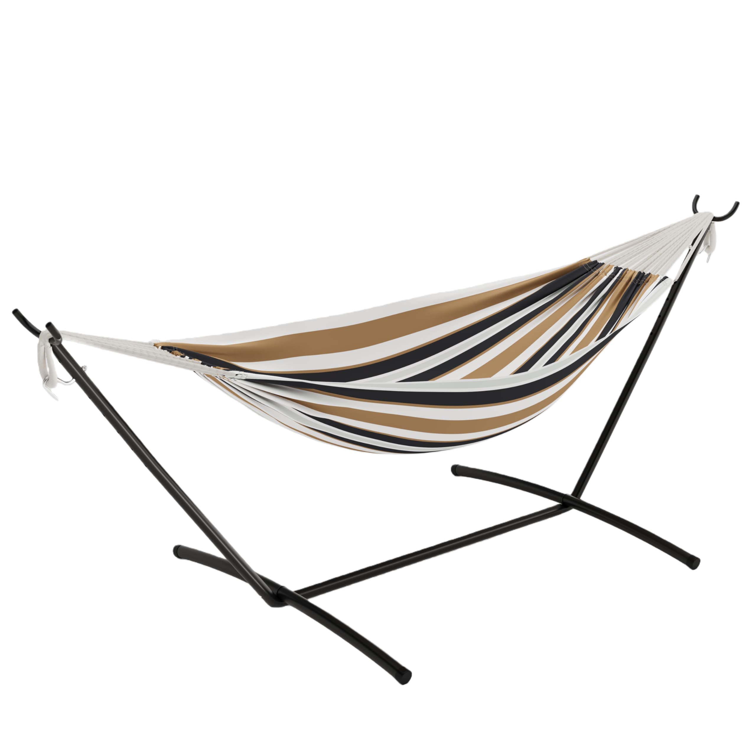 Double Hammock with Steel Stand - 2 Person Hammock Bed Indoor Outdoor Brazilian-Style with Carry Bag 450lb Capacity