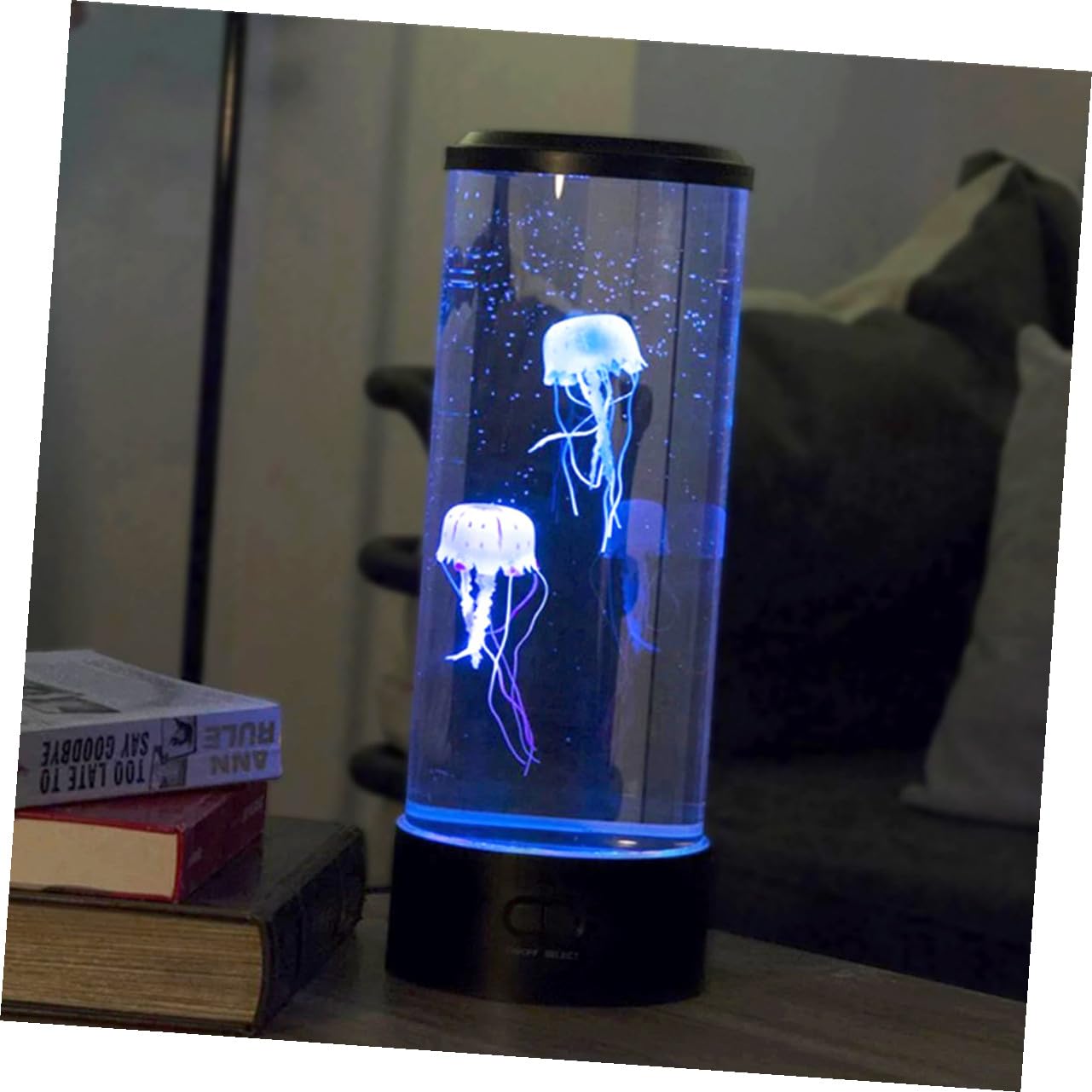 Lámpara de Acuario de Gelatina Sintética LED para Decoración de Mesa y Luz Nocturna Función Calmante y Material Acrílico Negro