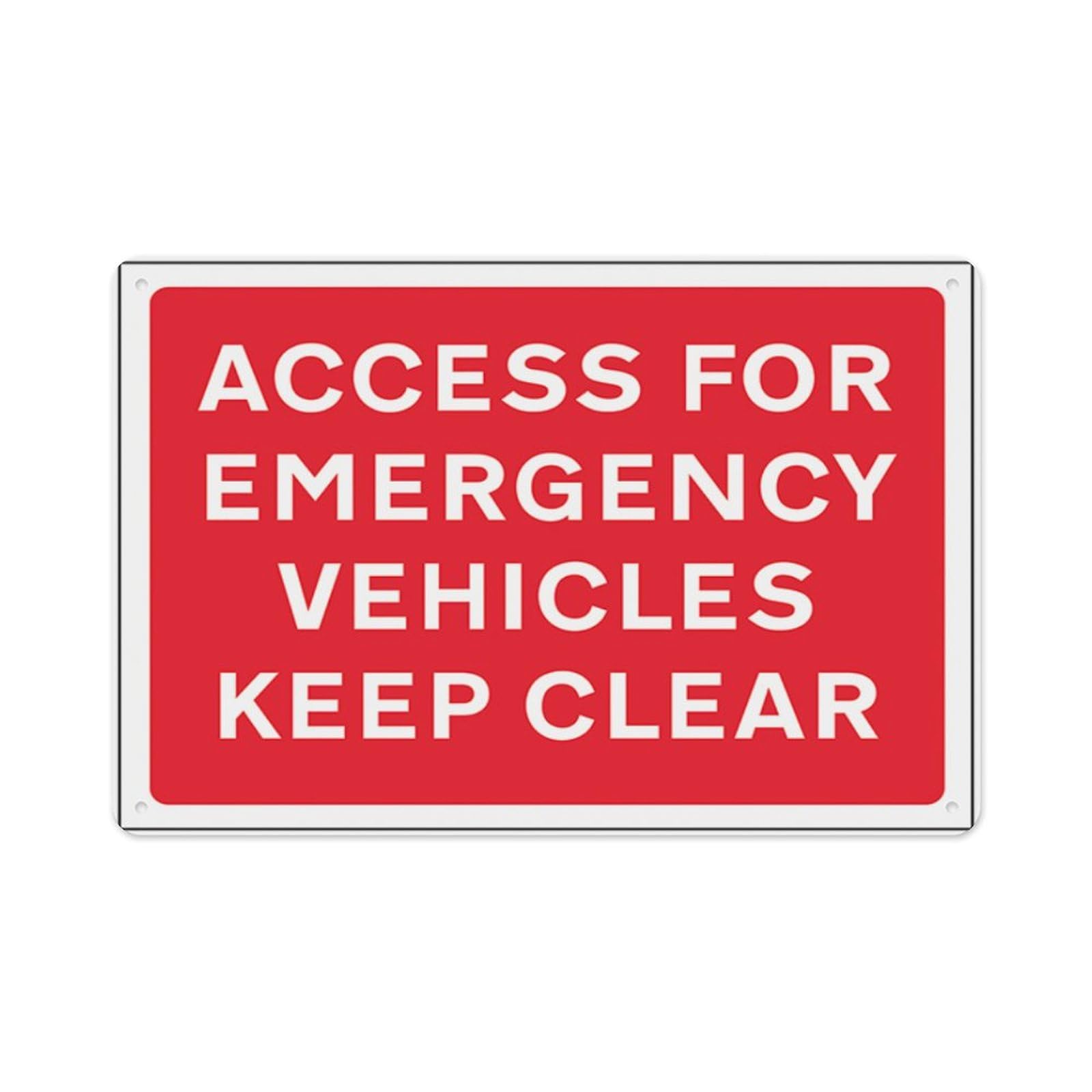 peiyeety Access For Emergency Vehicles Keep Clear Aluminum Tin Warning Signs For Home Outdoor Garden 12X16 Inches