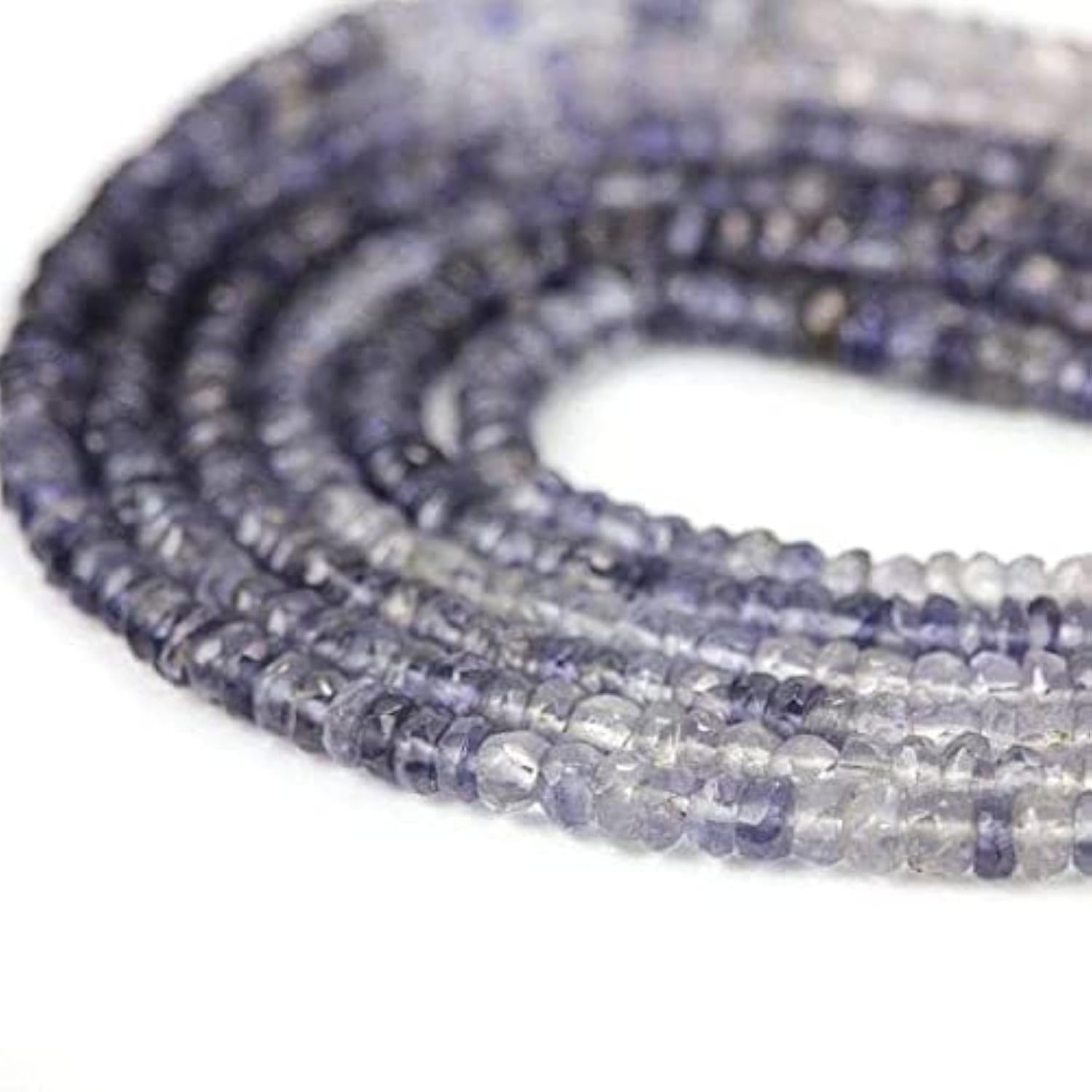 Iolite micro faceted rondelles azurées pour créer vos bijoux d'été