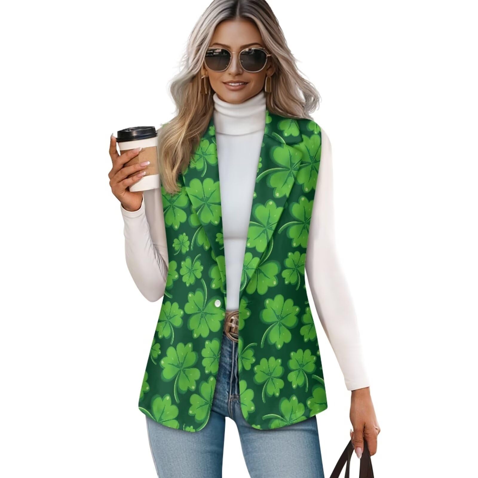 Womens Lapel Neck Sleeveless Blazer Vest with Button Single Breasted Office Suit Vest