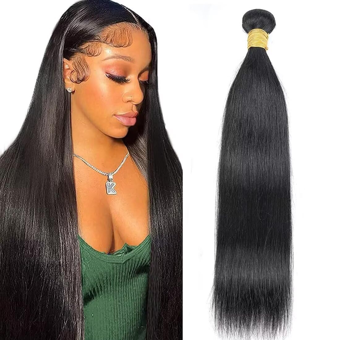 Human Hair Bundles 12A Brazilian Straight Human Hair Bundles 100% Unprocessed Remy Straight Weave Bundles Human Hair Double Weft Hair Bundles 95-100g Natural Color 22 Inch