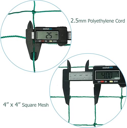 Miniatura 4 de Aoneky Red de respaldo de fútbol de 10 x 10 pies, 10 x 20 pies, 10 x 30 pies, malla cuadrada de 4 pulgadas, cable de polietileno resistente de 0.1