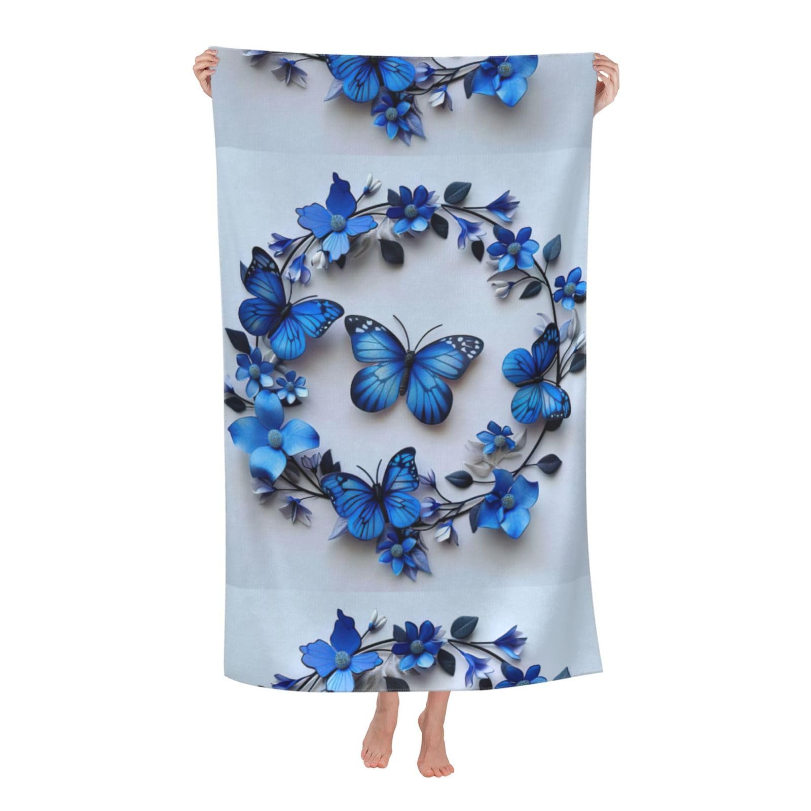 Cbaaghh Blue Butterflies Print Adult Beach Towels,Beach & Pool Towel,Beach Towels,Towels For Camping