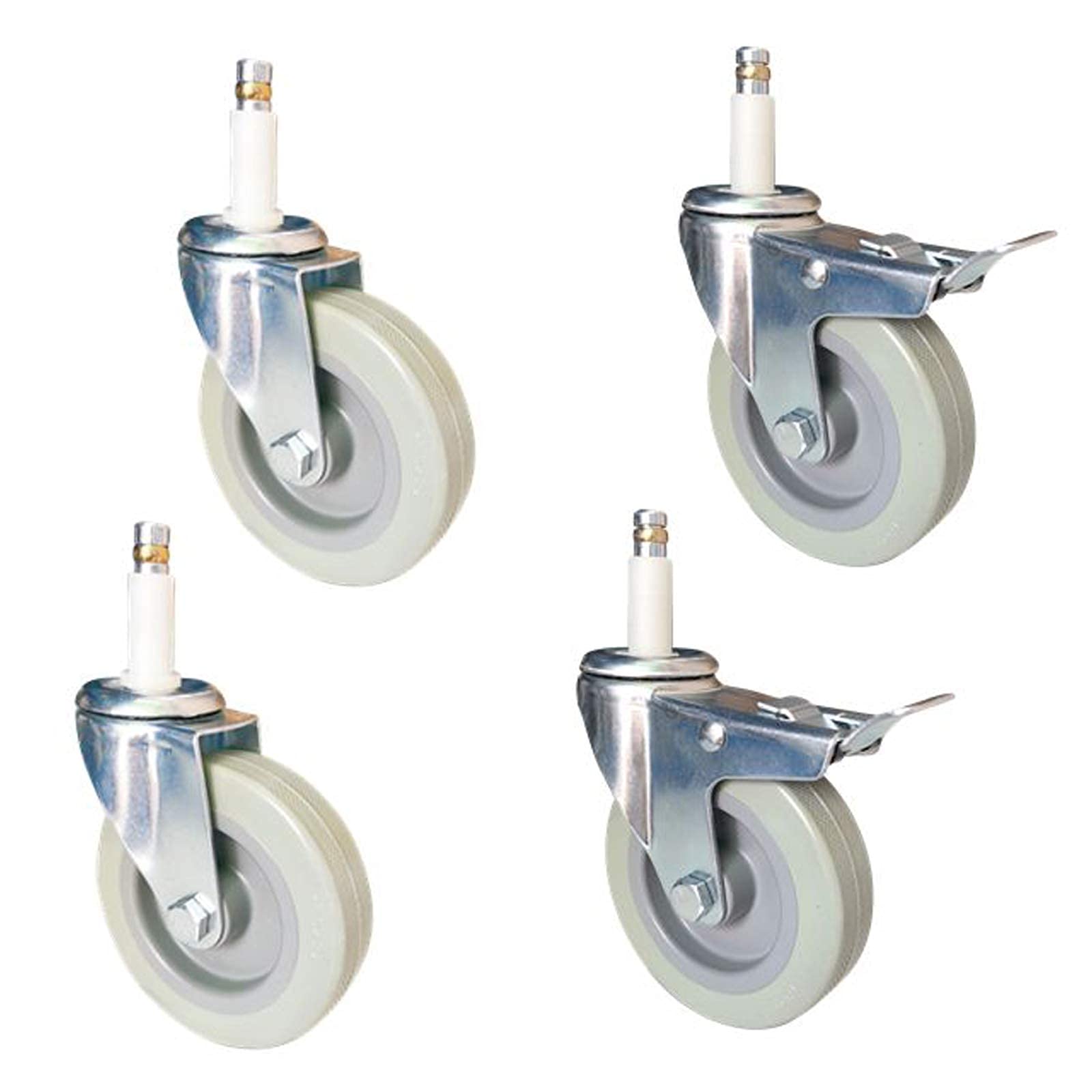 GYEQXKT 4 Heavy Duty Swivel Caster Wheels - PU Furniture Casters for Kitchen Hotel Carts Workbenches - M11x50mm Stem Set of 4 with Brakes for Smooth Mobility and Durability