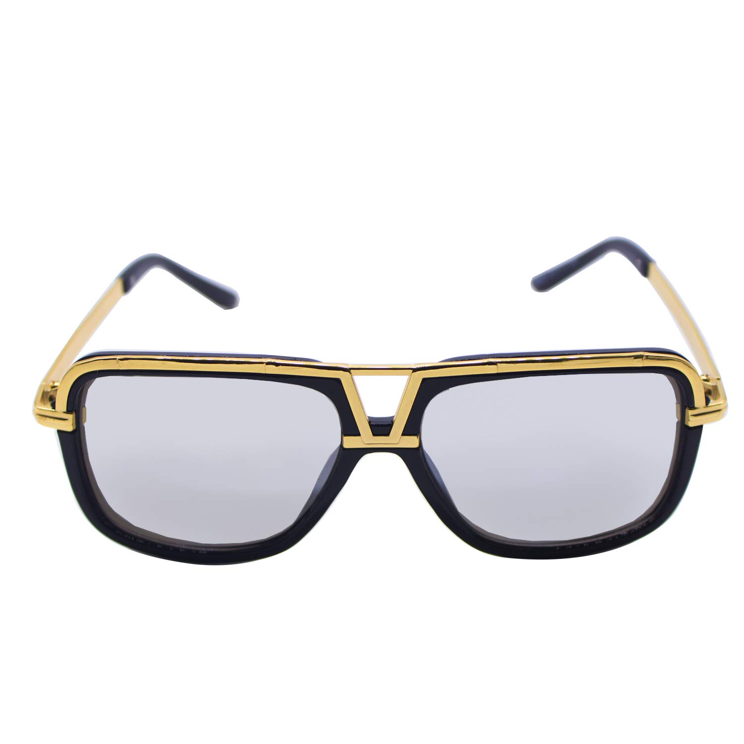 tecmac 18002 Square UV400 Protected Silver Mirror Lense Sunglass | Unisex | Gold-Black & Silver