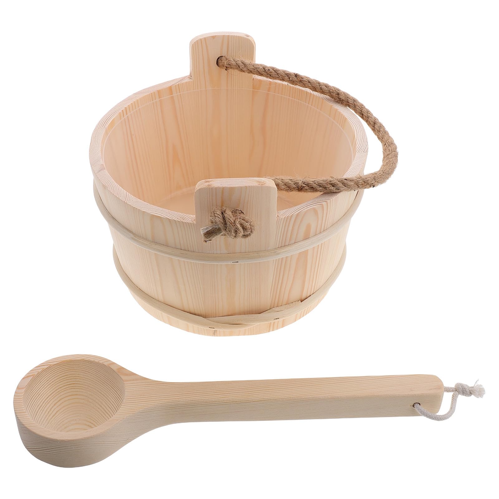 OSALADI Juego de Cubo y Cucharón de Sauna de Madera Portátil Beige