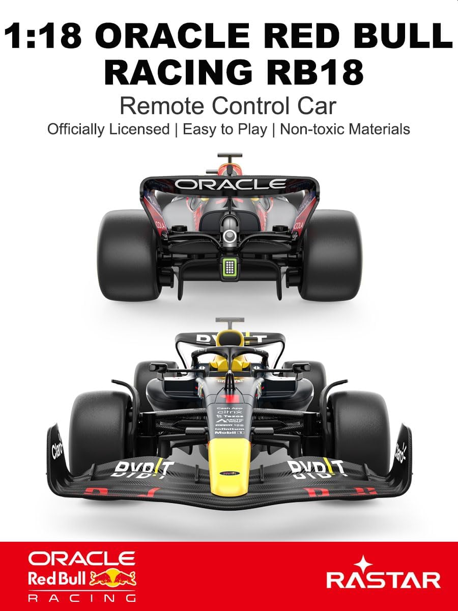 RASTAR 94800 1/18 Officially Licensed Oracle RedBull F1 Racing RC Car Collectible Model with 2.4GHz Remote Control, Independent Suspension & DIY Labels for Play & Display - Ideal Gift for F1 Fans 6+