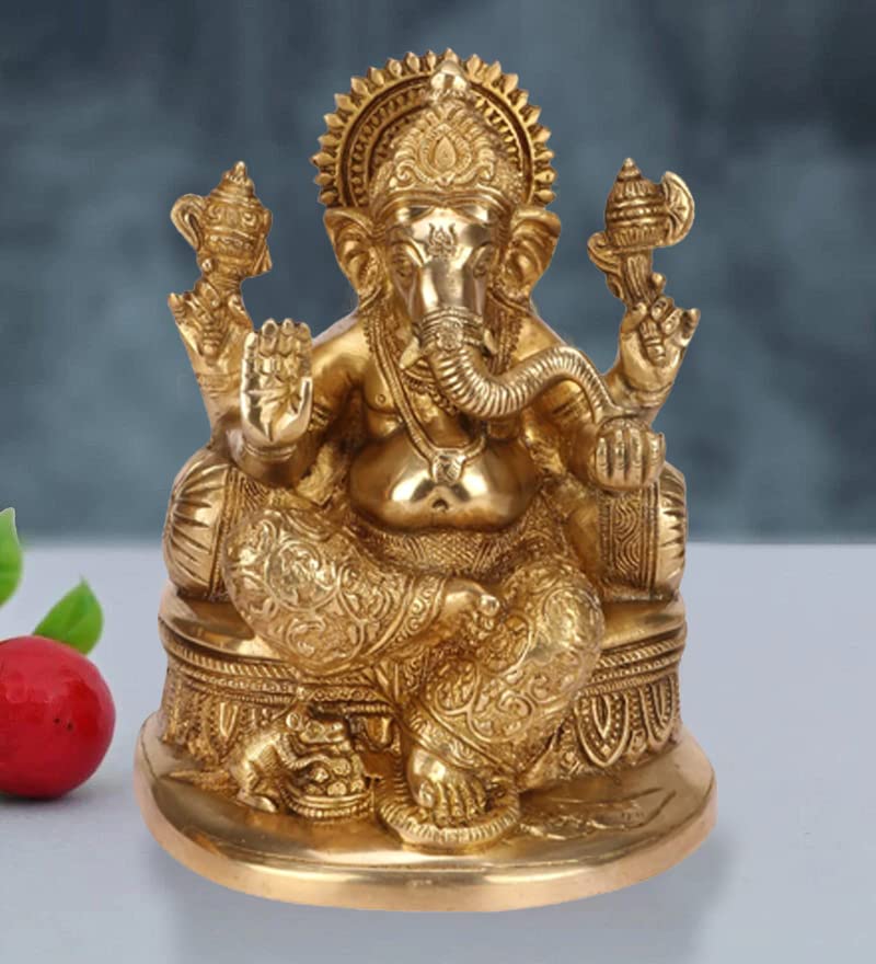 Brass Ganesha Statue Ganesh Idol for Home D cor Living Room Office Year Gifts God Ganpati Vastu Murti
