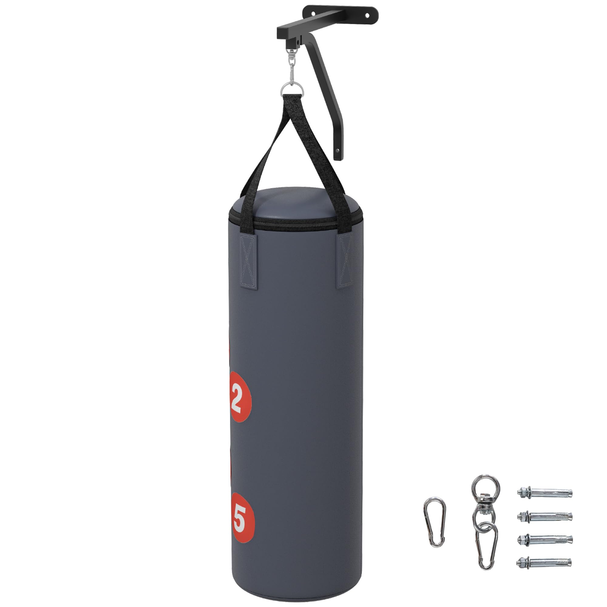 SPORTNOW Sac de Frappe Sac de Boxe Non rempli avec Support Mural, Sac Lourd avec Gants, Bandes pour Les Mains et Crochet pivotant à 360° - pour MMA, Kickboxing, karaté, entraînement à Domicile