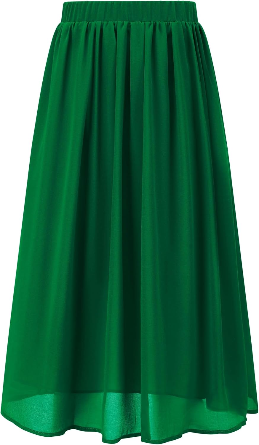 Girls Maxi Skirt Chiffon High Waist Elastic Pleated A-Line Boho Swing Party Long Skirts