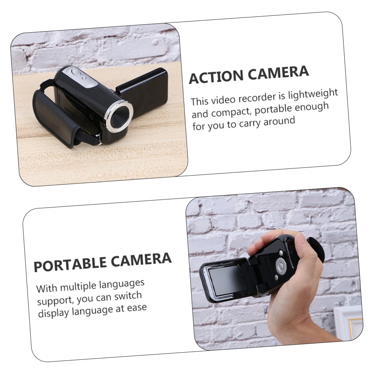 NUOBESTY Caméscope Numérique Mini Dv 16mp Interpolation Écran Tft 2 Pouces, Zoom Numérique 16x, Plastique Léger, Fonction USB 1.1, Alimenté par 3 Piles AAA