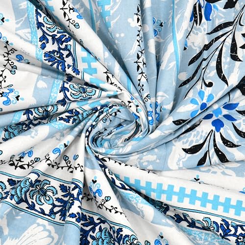 Image of RajasthaniKart Pure 100% Cotton 240 TC King Size BEDSHEET with 2 Pillow Cover - 90X108 (Suitable for King Size Bed Sheet or Double Bed, Light Blue) PSP133