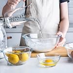 Ensemble de bols à mélanger en verre avec couvercles, ensemble de 4 bols à salade en verre avec couvercles (0,6QT, 1,1QT, 2,2QT, 4QT) bols en borosilicate pour la cuisine, la pâtisserie, la préparation, le service et le stockage, excellent cadeau