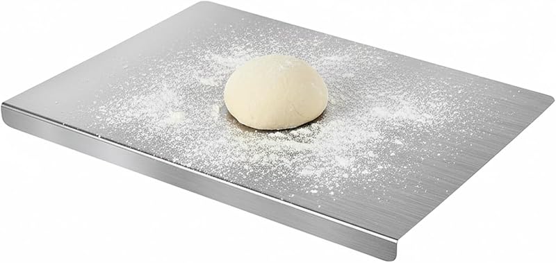 Sakerplus Stainless Steel Kitchen Cutting Board with Lip, 304 Metal Cutting Boards for Kitchen, for Baking, Meat, Vegetables & Bread, Clean Food Prep Pan, Small Chopping Boards (15.7 x 11.8 in)