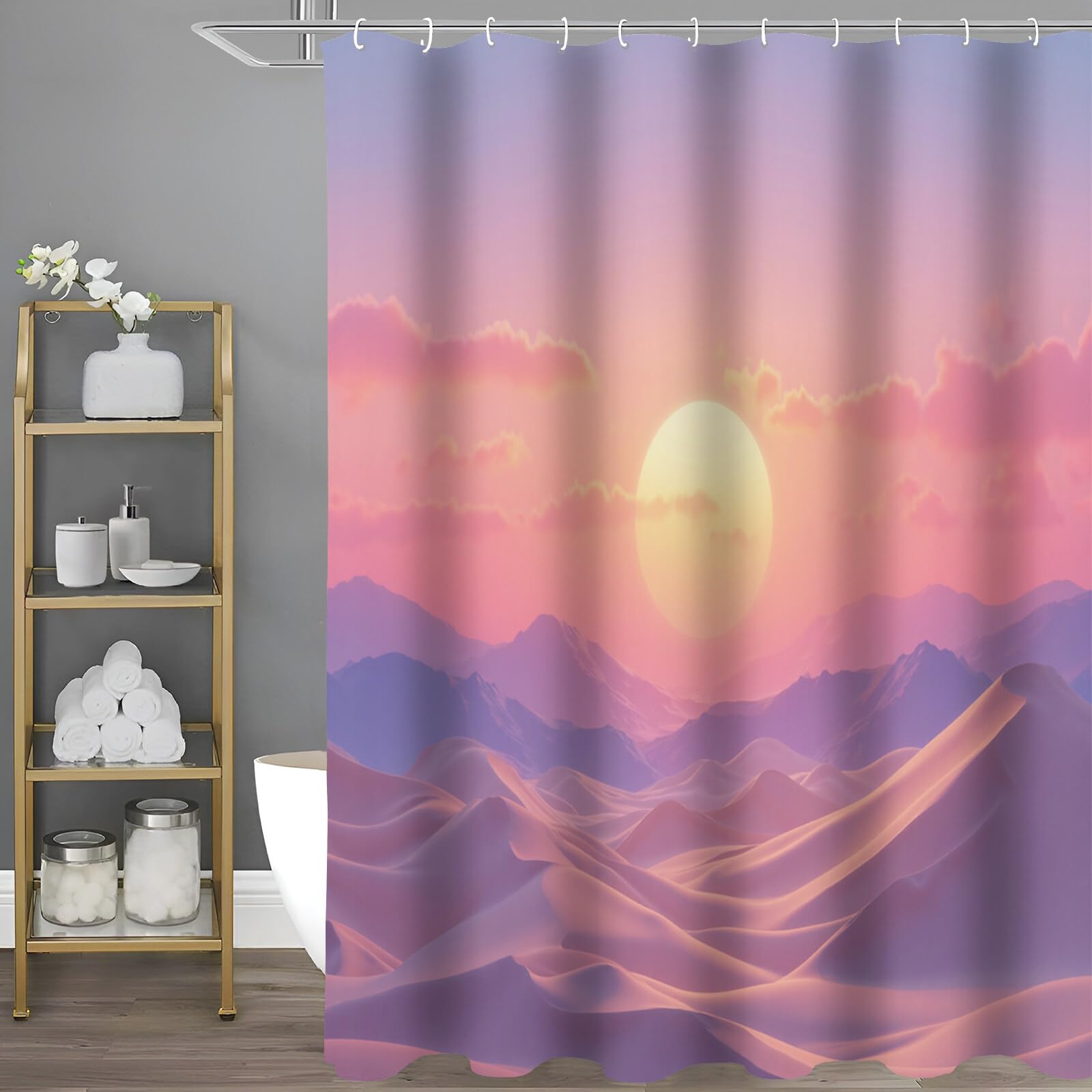 Rideau de douche lavable paysage minimaliste pour créer un spa à la maison