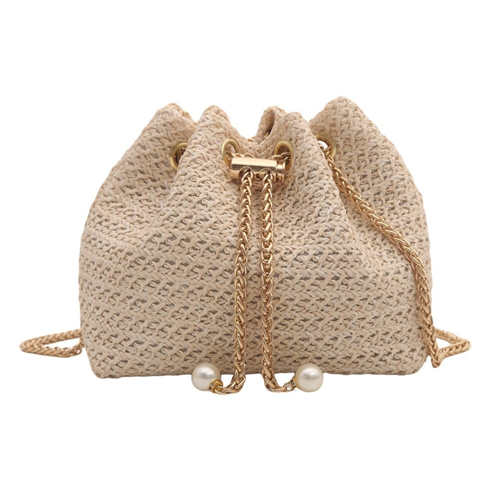 TOFBS Strandtasche Damen Häkeltasche den Sommer Stroh Clutch mit Kette Crossbody Tasche Vintage Boho Stil Umhängetasche für Strand Urlaub Reisen