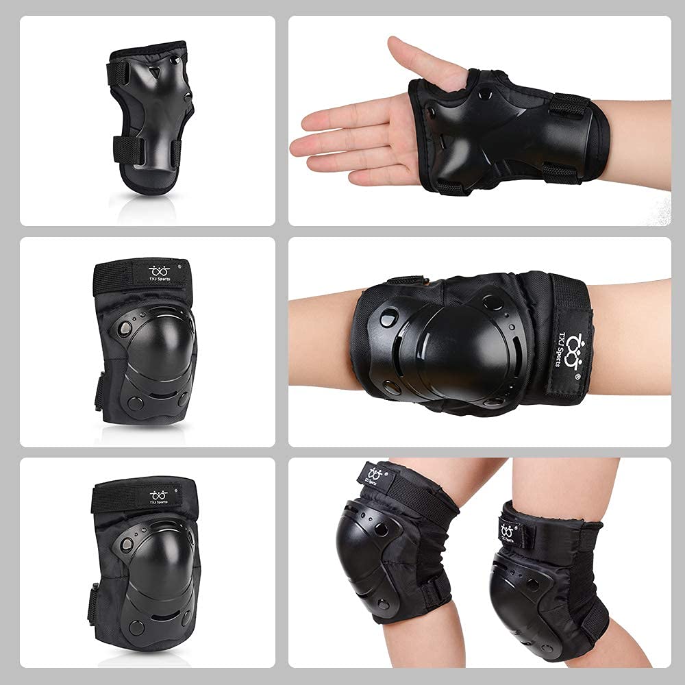 Kids/Adult/Youth Knee and Elbow Pads with Wrist Guards 3 in 1 Protective Gear Set for Skateboarding Cycling BMX Bike Scooter Skating Riding