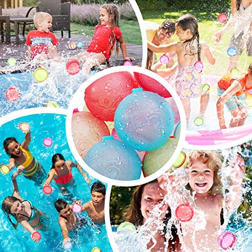 Doublmii 12 Pack Reusable Balloons For Summer Water Fun, Easy Quick Fill, Self-Sealing Water Balls, Refillable Soft Water Splash Ball, Silicone Water Toys For Kids, Magnetic Water Ball, #TOP7