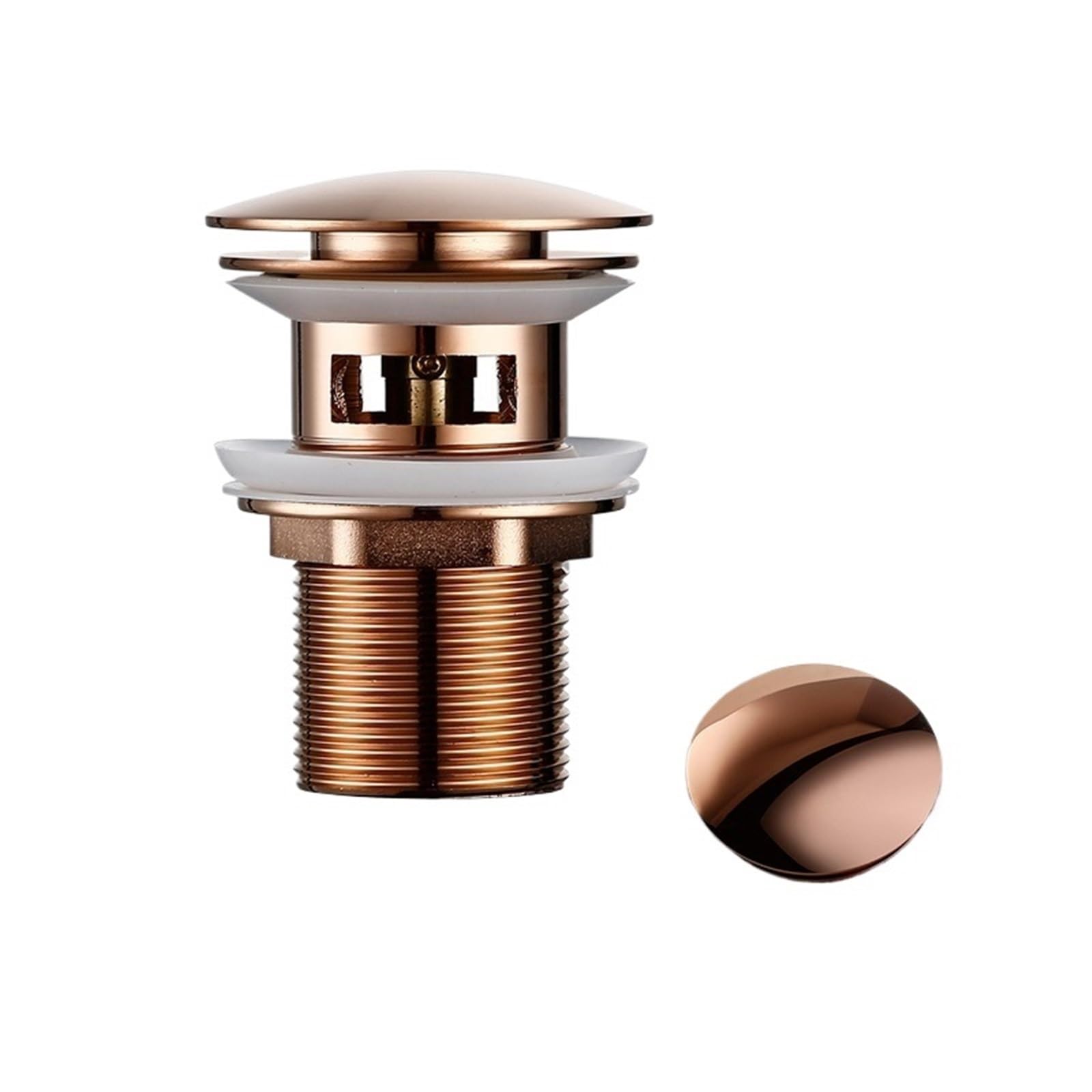 Bonde De Lavabo Avec Bouchon de vidange Pop-Up for lavabo salle bains, accessoires robinetterie, matériau en laiton massif, noir Chrome Rose or brossé(Rose gold-1)