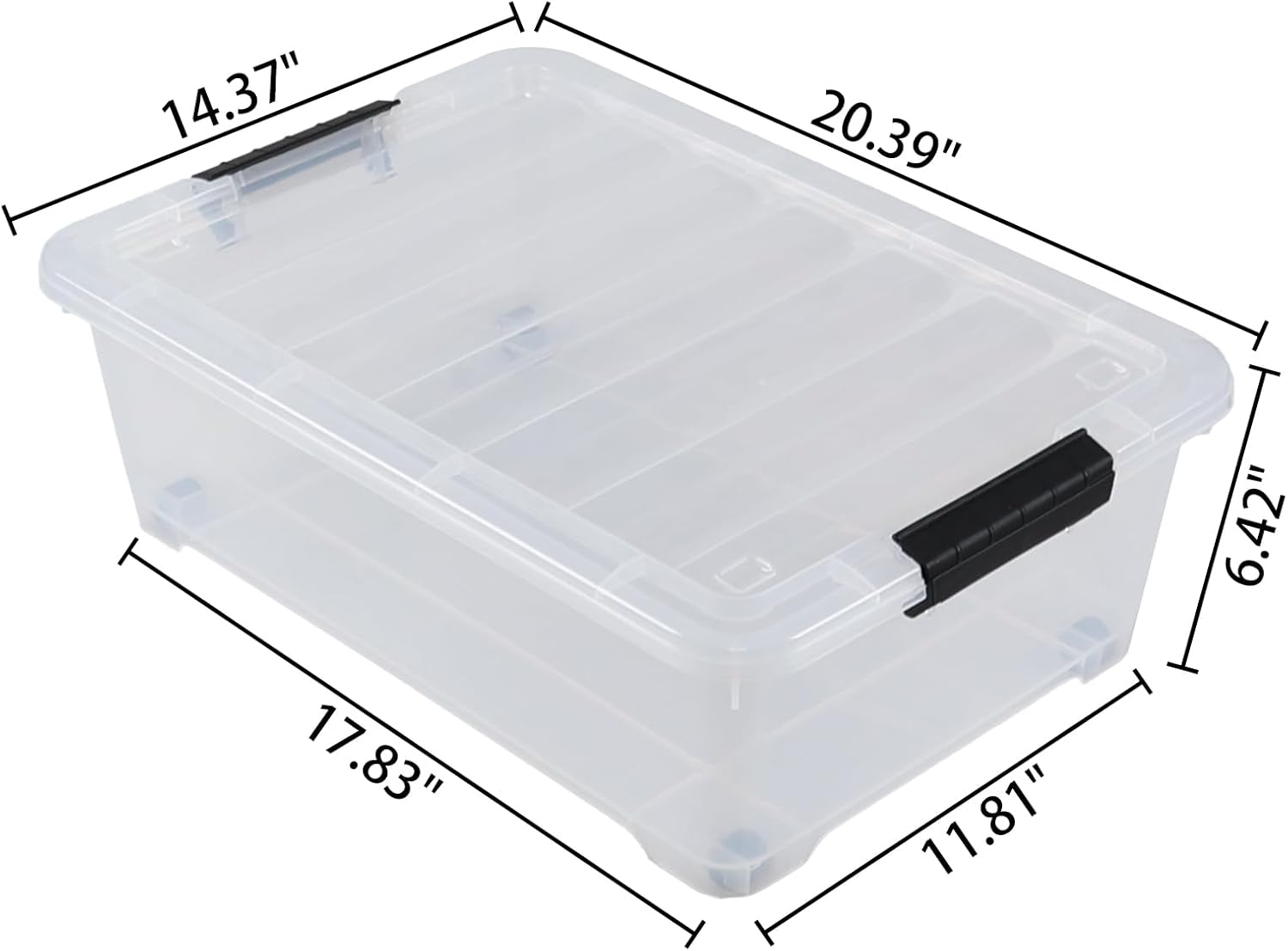 Yuright 3 Packs Clear Under Bed Storage Boxes, 20 L Plastic Latching Bin with Lids and Wheels
