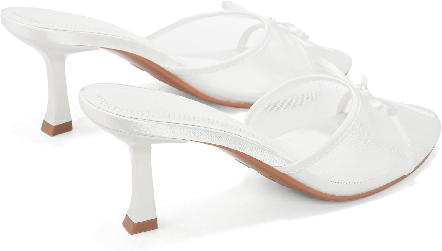 Women's Kitten Heels Open Round Toe Slip On Mesh Heels Mid Heeled Sandals for Women - Image 8