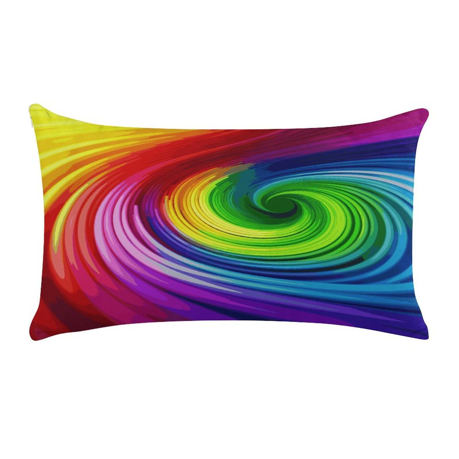 Rainbow Spiral Pillow Case Decorative Rectangle Throw Pillow Cover Soft Plush Pillowcase Cozy Cushion Case Modern Pillow Sham Cushion Cover for Bedroom Sofa Couch 20 X 12 Inch