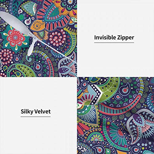 Wondertify Paisley Stylized Flowers Throw Pillow Covers Mandala Boho Damask Floral Swirls Teardrop Ethnic Tribal Square Pillow Cases Set Of 2 For Decorative Cushion Bed Couch Sofa Colorful 18"X18" #TOP6