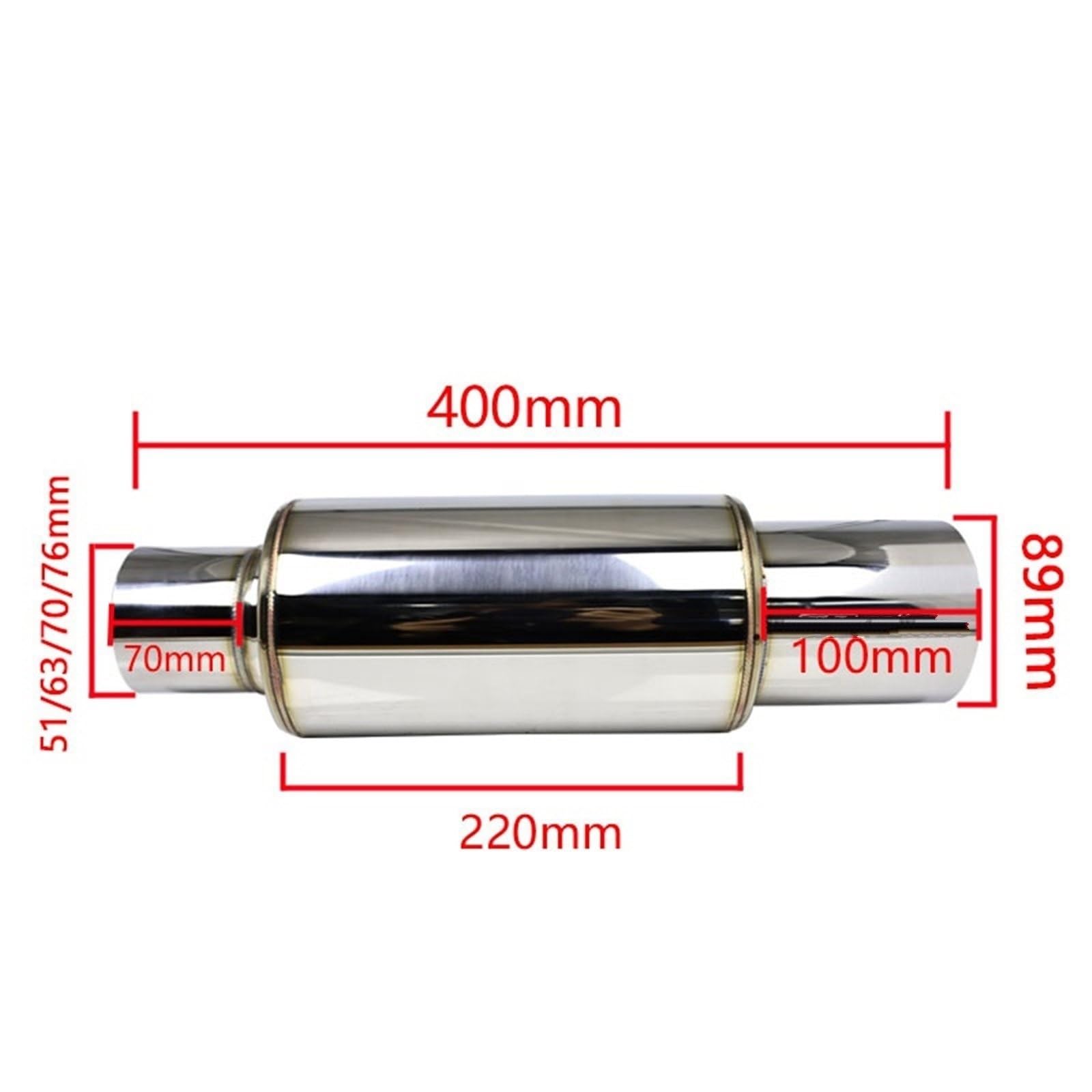 Car Silencer Modyfikacja tłumika wydechu ze stali nierdzewnej, prosta część tylna zapewniająca ulepszony wylot dźwięku samochodu sportowego 89 mm(51-89mm Blue)