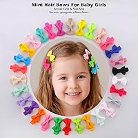 Vista 8 de Lazos para el pelo para niñas pequeñas: clips forrados con cinta de grogrén de 1.8 in, 60 piezas (30 pares)