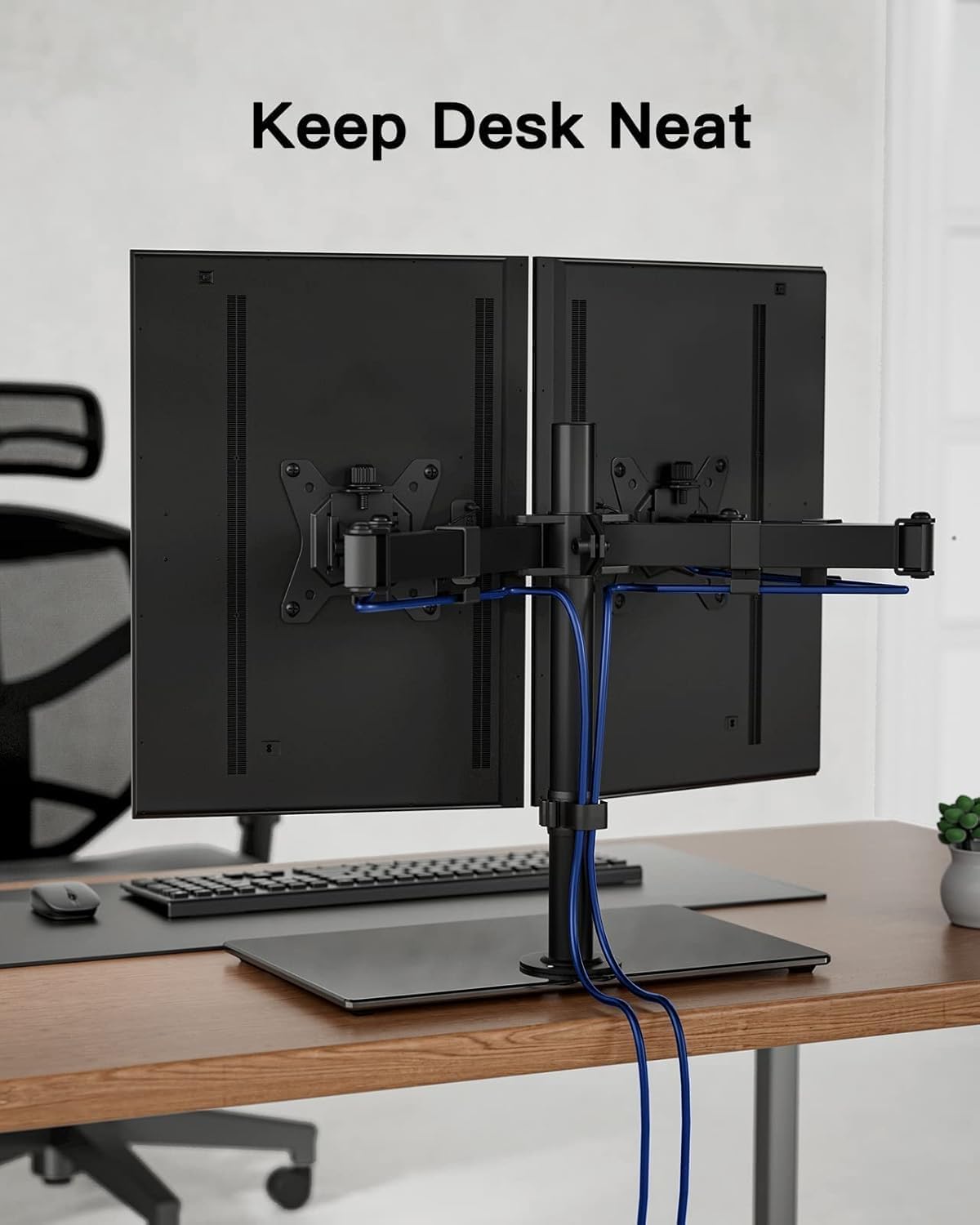 ErGear Supporto per Monitor Schermo 13”-32” con Movimento Fluido Supporto Doppio Monitor Base Allargata Maggiore Capacità di Carico Inclinazione ±45° Girevole 180° Rotazione 360° Peso Max 8KG
