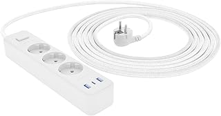 Amazon Basics Mehrfachstecker mit Überspannungsschutz, 3 Steckplätze, 1 USB-C-Port, 2 USB-A-Ports, 32 W, 1050 J, 1,5 m lan...
