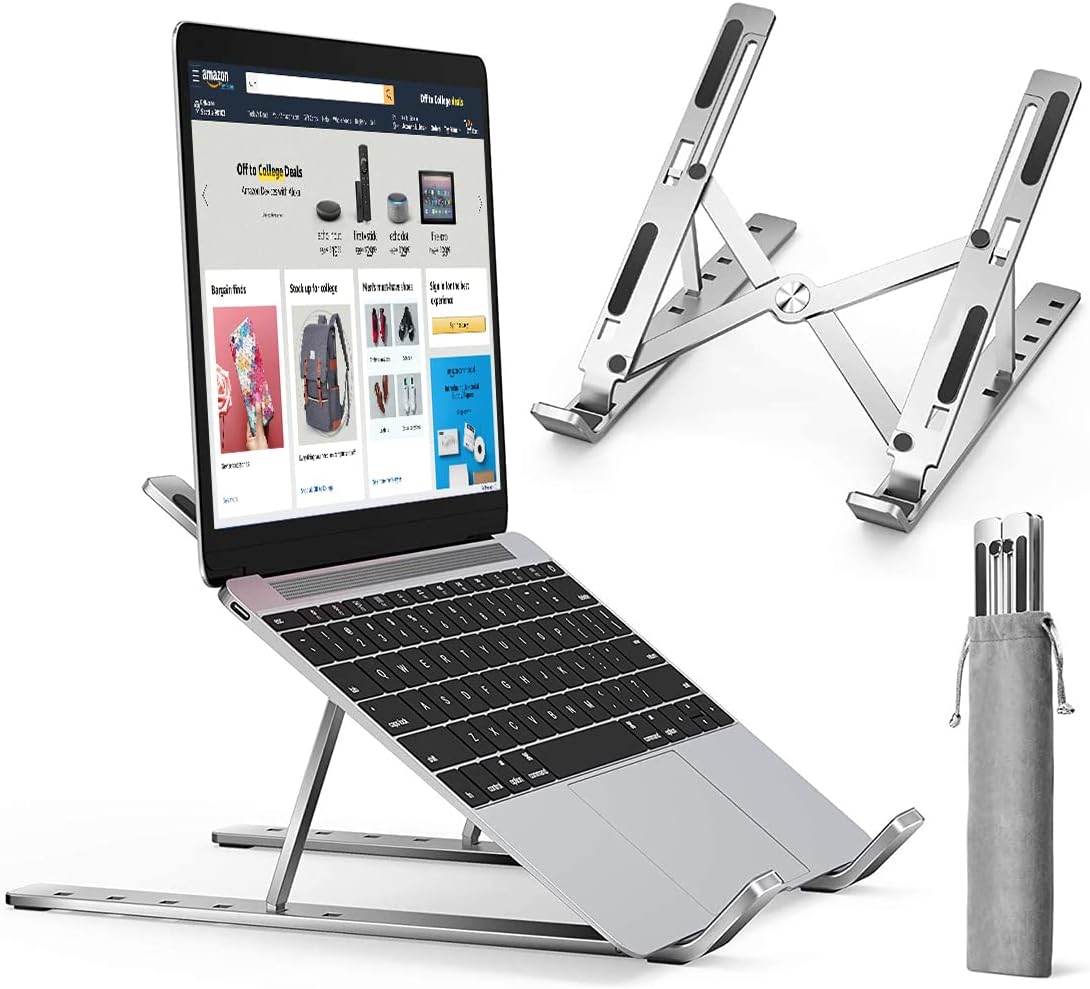 Wembley Laptop Stand Adjustable Table For Desk Laptop Raisers For Work From Home Office Computer Accessories Macbook Holder Portable Foldable Height Adjustable Suitable for Mac Air Pro, Dell XPS, HP, Lenovo More 10 To 15.6 Inch - White