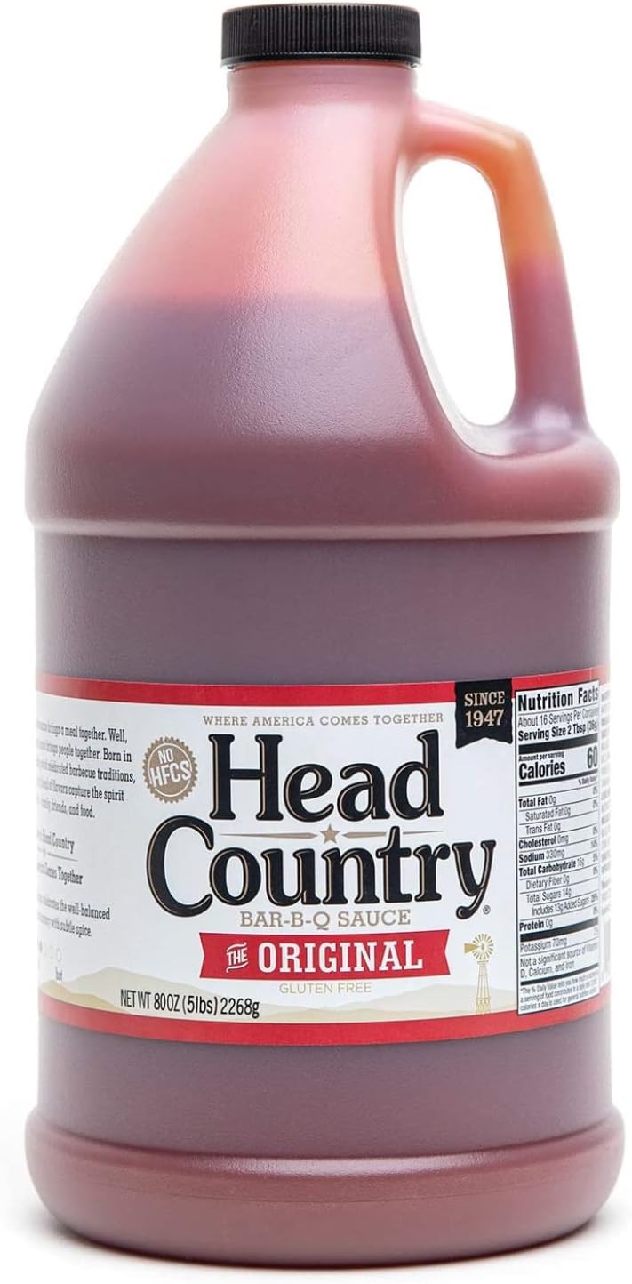 Head Country Bar-B-Q Sauce, Original | Soy Free, Gluten Free Barbecue Sauce With No Added Preservatives | Sweet & Savory Championship BBQ Sauce For Chicken, Pork, Ribs & Burgers | 80 Ounce, Pack of 1