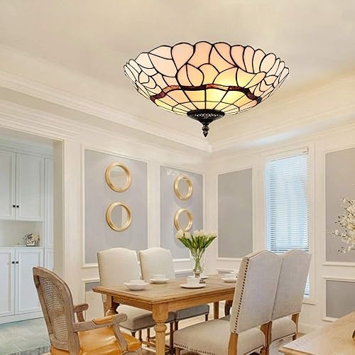 Miniatura 6 de RUNNUP - Lámpara de techo de cristal Tiffany, estilo retro, para iluminación de techo, instalación fija, atractiva decoración para cocina,
