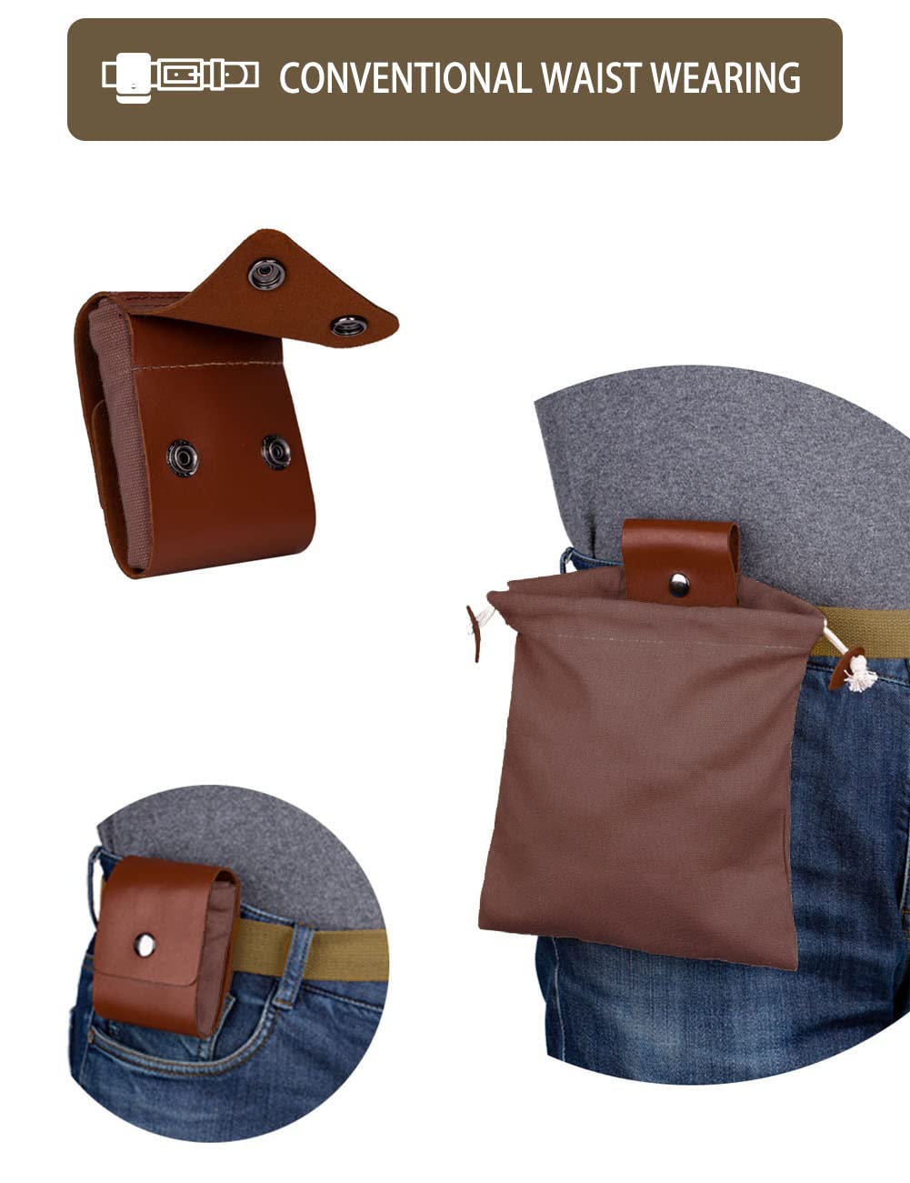 Sac De Rangement En Cuir Et Toile Pour Randonnée, Camping