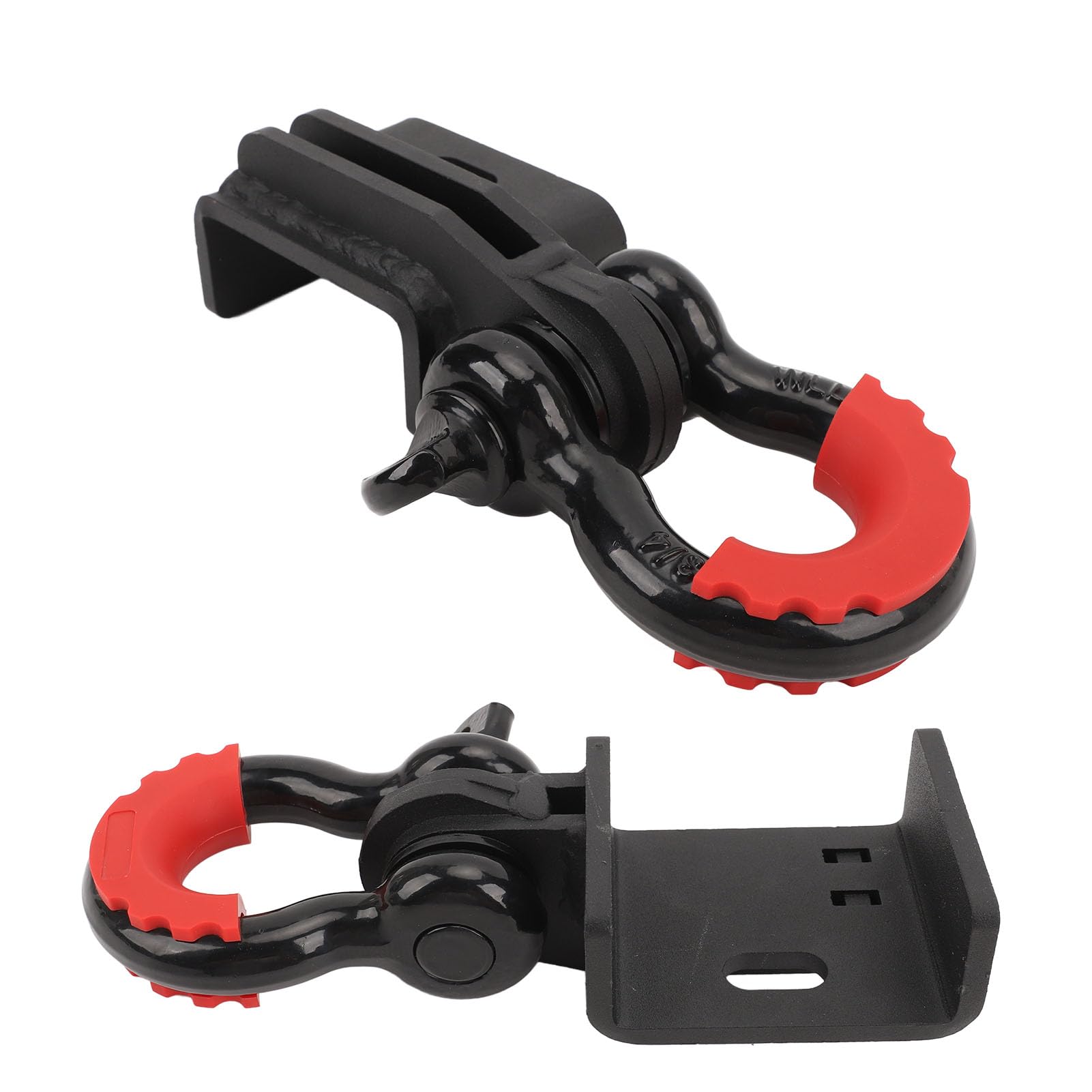 Kit de Montaje de Grillete de Gancho de Remolque Delantero, Soporte de Acero Resistente con Gancho de Anillo en D de 3/4 Pulgadas, Resistencia a la Rotura de 57000 Libras, para