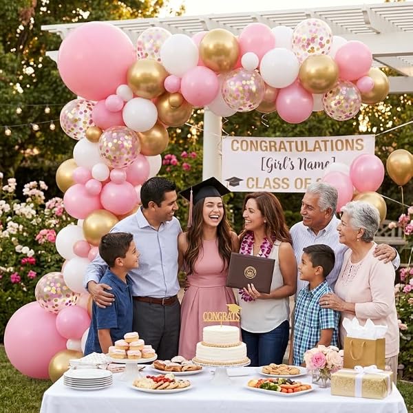 Froova Pink and Gold Balloons, 12 Inch Light Baby Pink White and Gold Confetti Balloons for Girls Princess Birthday Baby Shower Bridal Shower Wedding Graduation Party Decoration by Froova - Used condition - Image 5