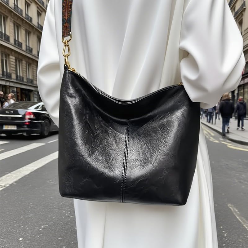 Bolso Tote Oversize de PU para mujer negro miniatura 5