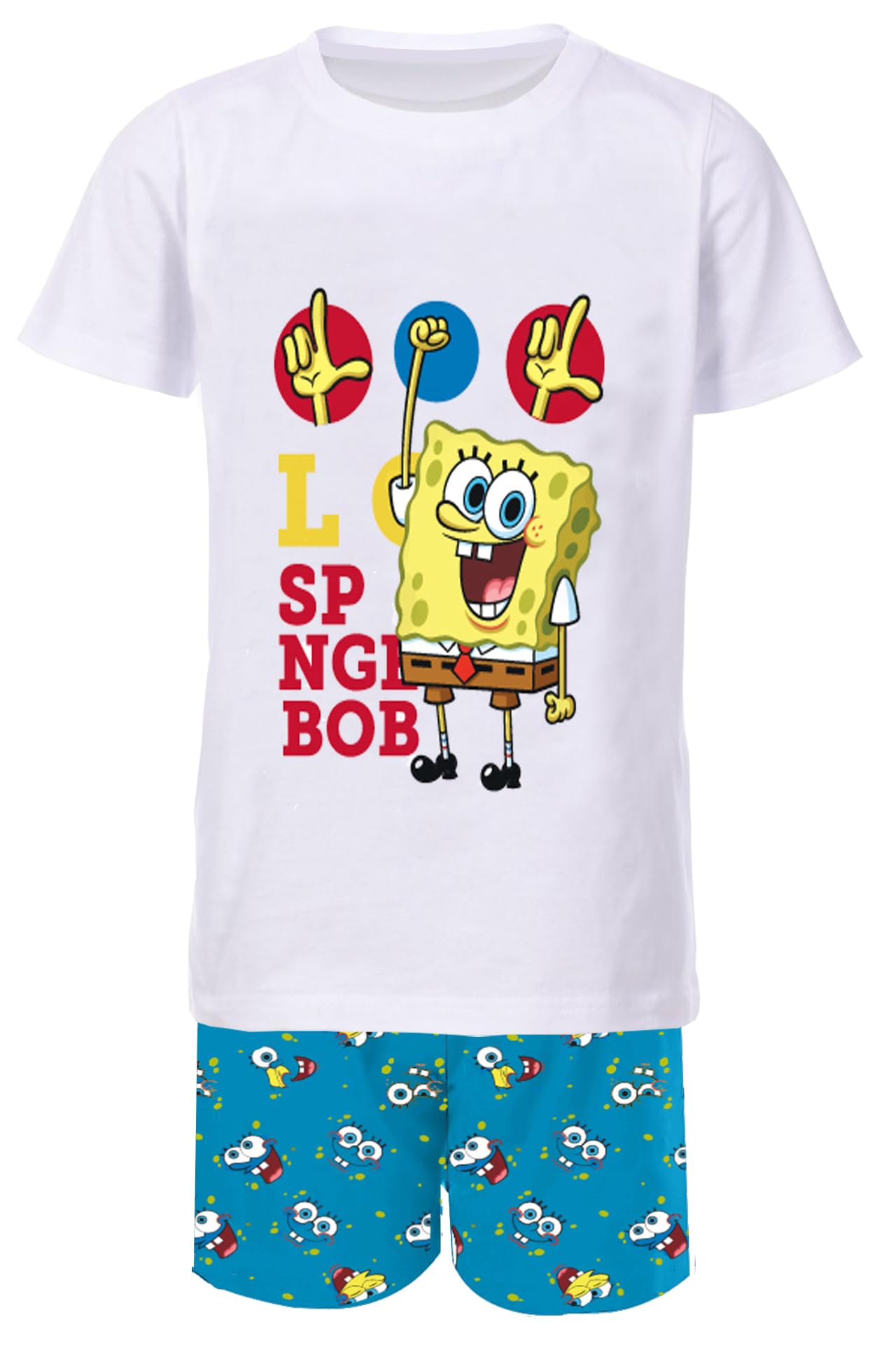 Short Pyjamas Cotton Kids (6-7 Years, Blue/White)