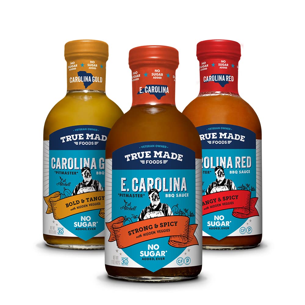 Buy True Made Foods Carolina Red, Carolina Gold, Eastern Carolina BBQ Sauce Variety Pack