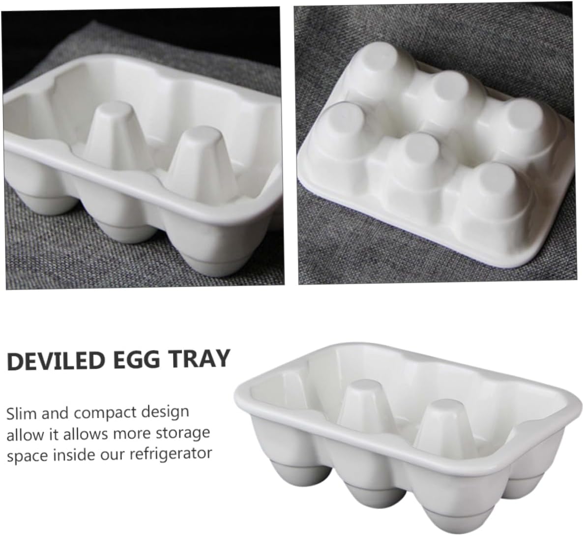Porcelain Egg Storage Holder for Refrigerator 6-Grid Egg Tray Organizer for Kitchen and Fridge