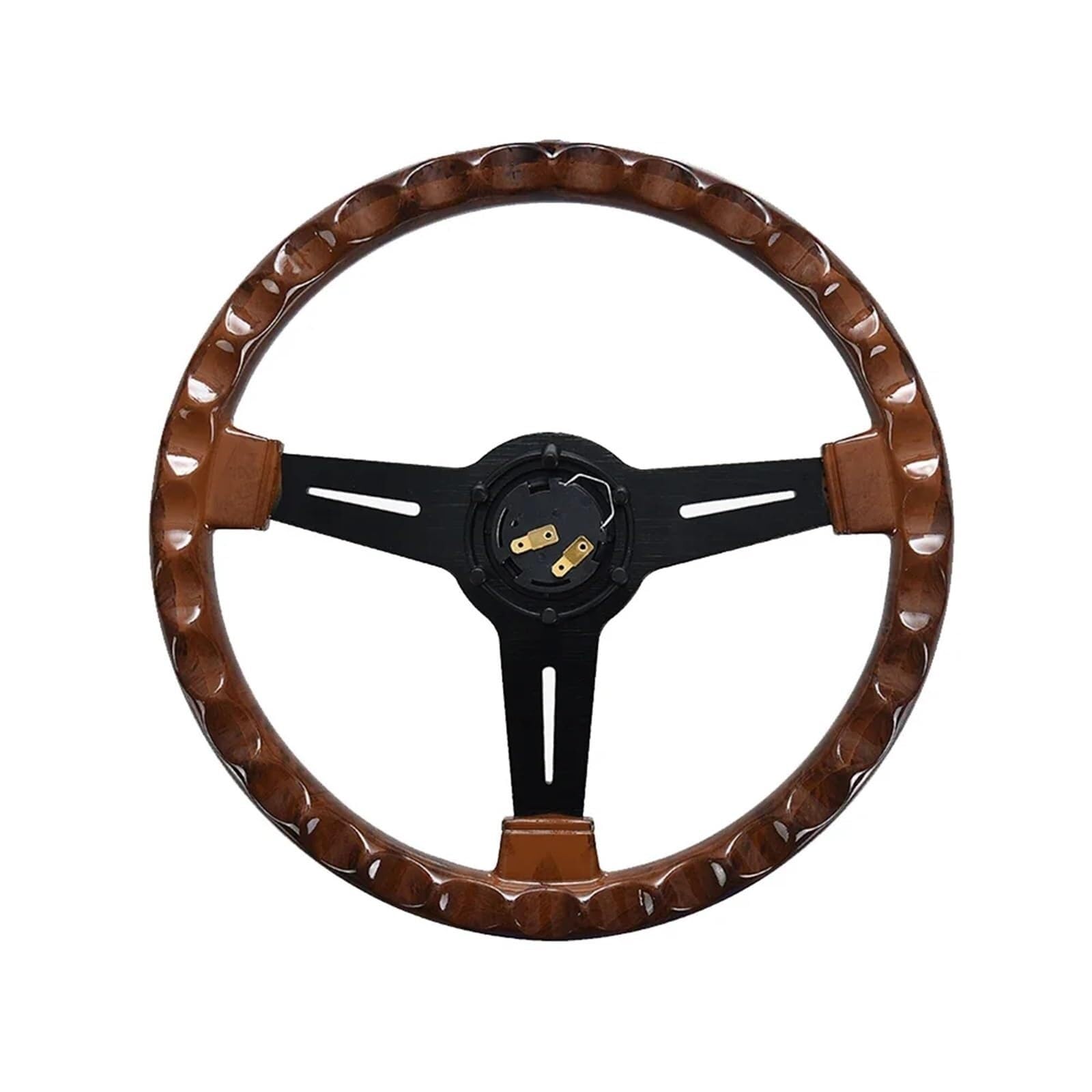 Volanti Auto Volante da corsa 14 pollici con venature del legno 350mm ND Volanti sportivi alla deriva mais profondo retrò logo universale(B)